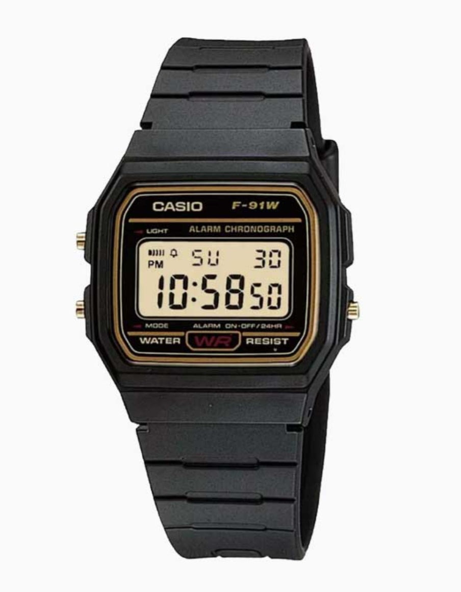 Reloj Casio Vintage F-91WG-9SDF Clásico Líneas Amarillas