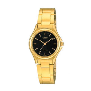 Reloj Mujer Casio Ltp-1130n-1a Dorado Análogo Color del fondo Negro