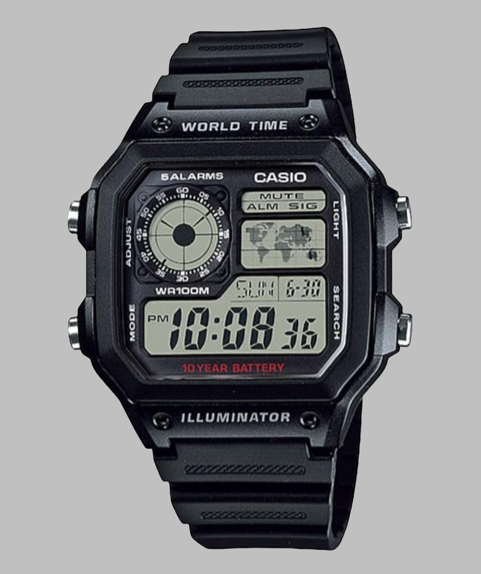 Reloj World Time Royale Casio Vintage AE-1200WH-1AVDF Negro