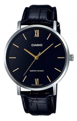 Reloj Casio Análogo MTP - VT01L - 1BUDF Negro Correa de Cuero - TOPRELOJES.CL