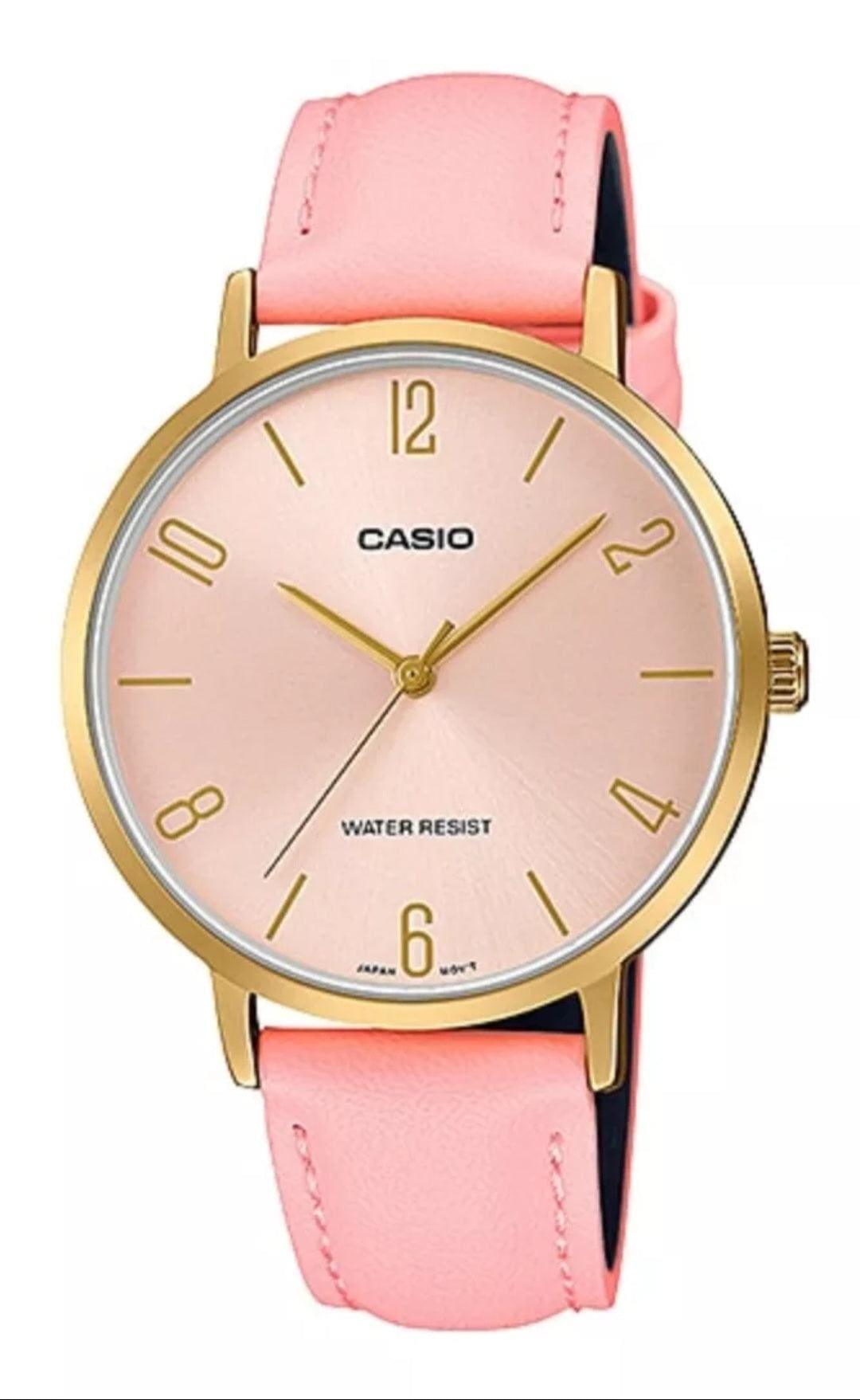 Reloj Casio Clásico Análogo Cuero Rosado LTP-VT01GL-4B - TOPRELOJES.CL