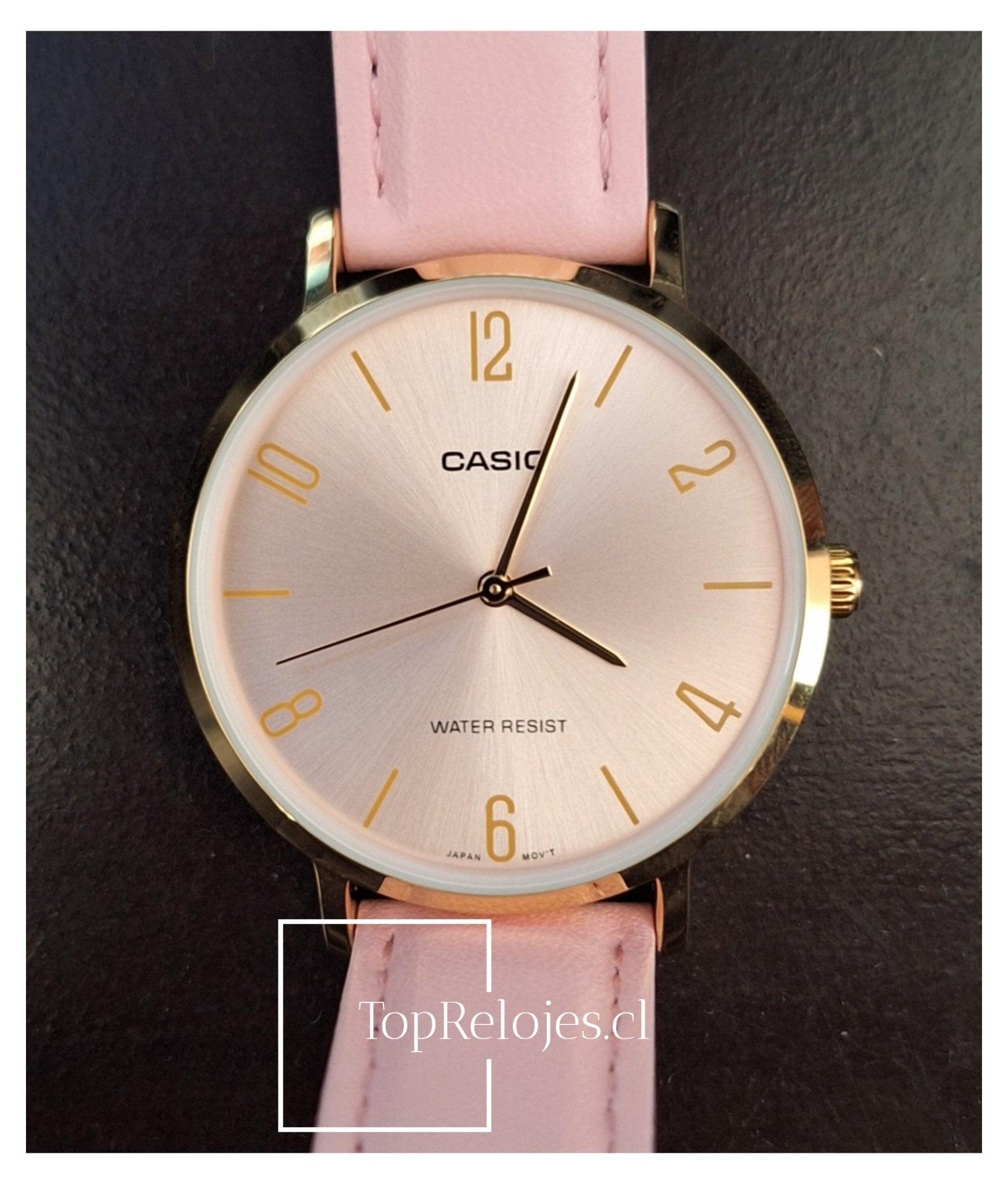 Reloj Casio Clásico Análogo Cuero Rosado LTP - VT01GL - 4B - TOPRELOJES.CL