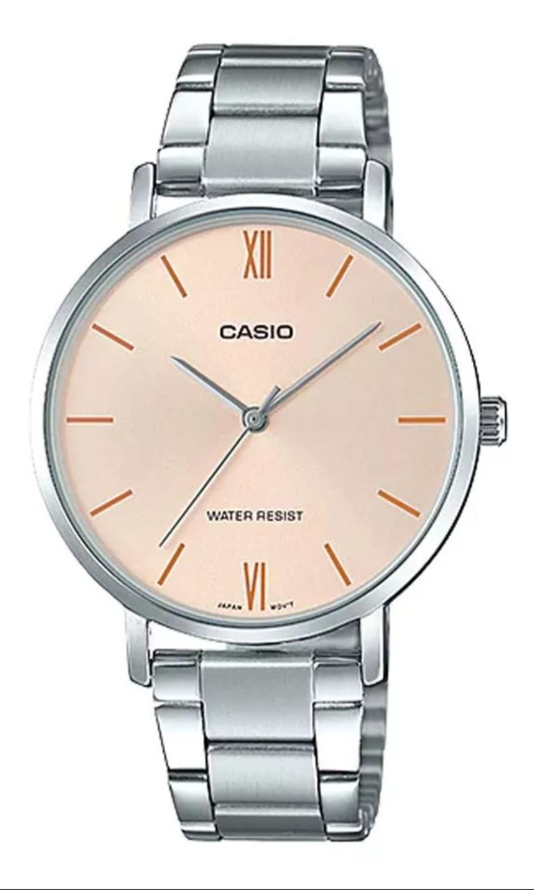 Reloj Casio Clásico Mujer Acero Plateado Rosado LTP-VT01D-4B - TOPRELOJES.CL