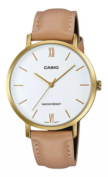 Reloj Casio Clásico Mujer Correa Cuero Camel LTP-VT01GL-7B - TOPRELOJES.CL