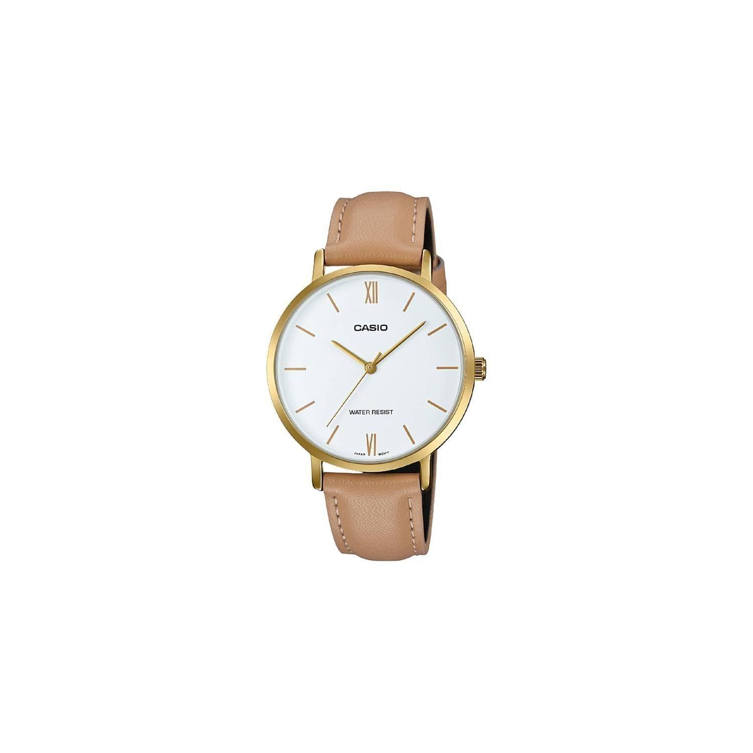 Reloj Casio Clásico Mujer Correa Cuero Camel LTP-VT01GL-7B - TOPRELOJES.CL